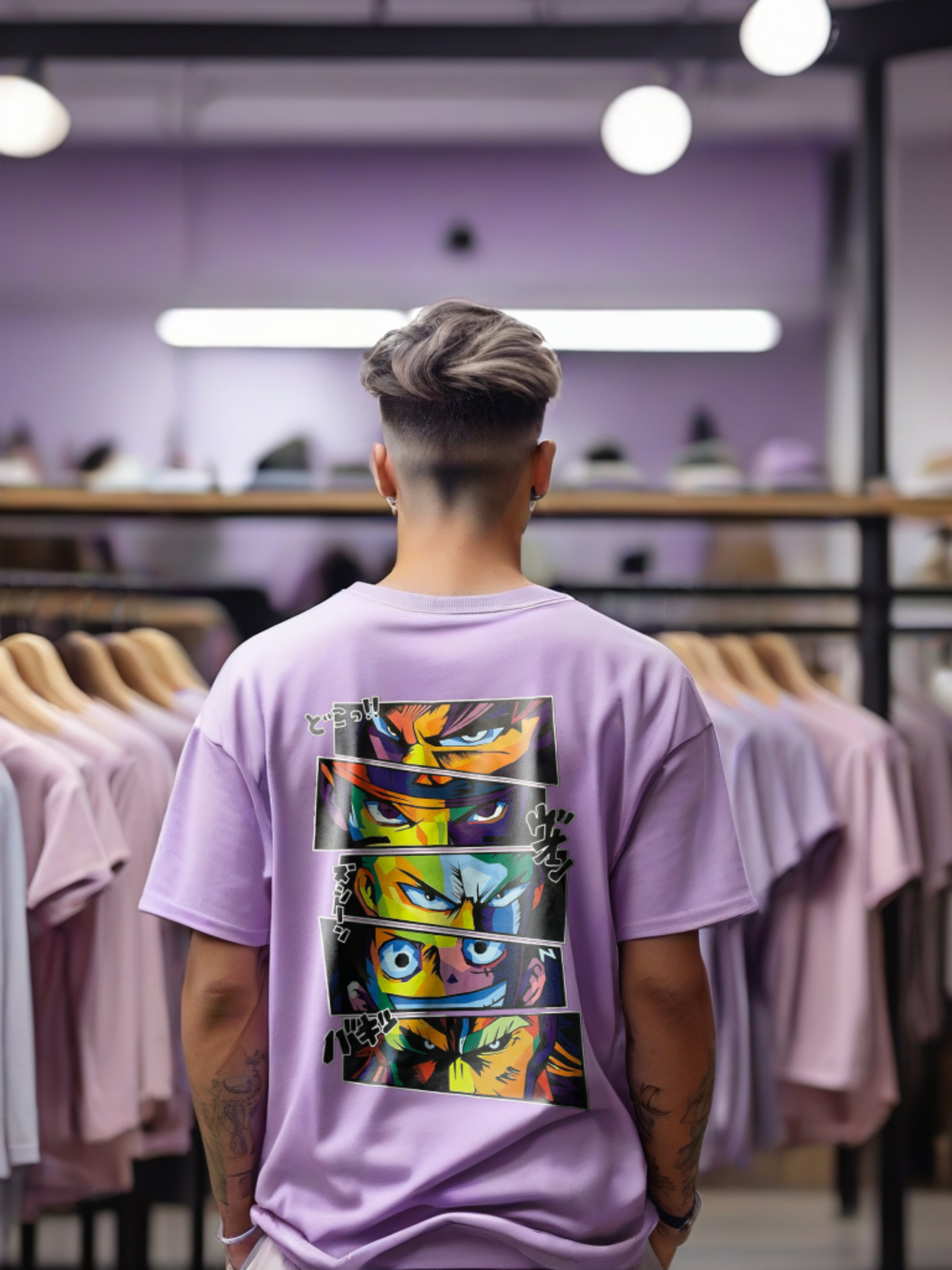 Anime Eyes: Lavender Oversized T-Shirt