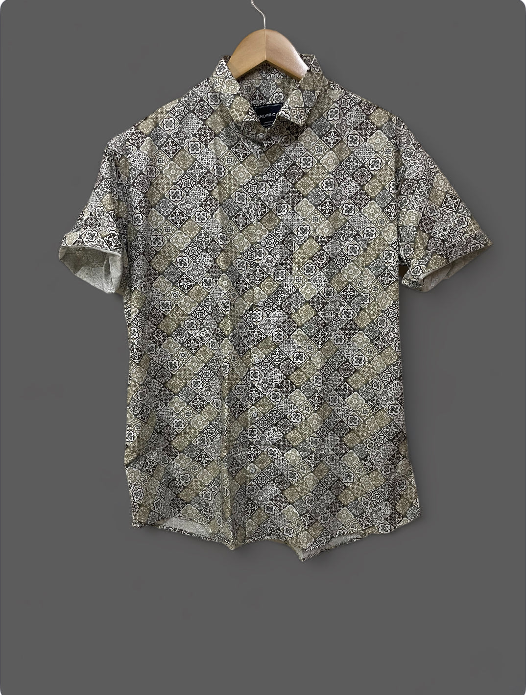 Creamy Gray Printed Half Sleeves Cotton Shirt