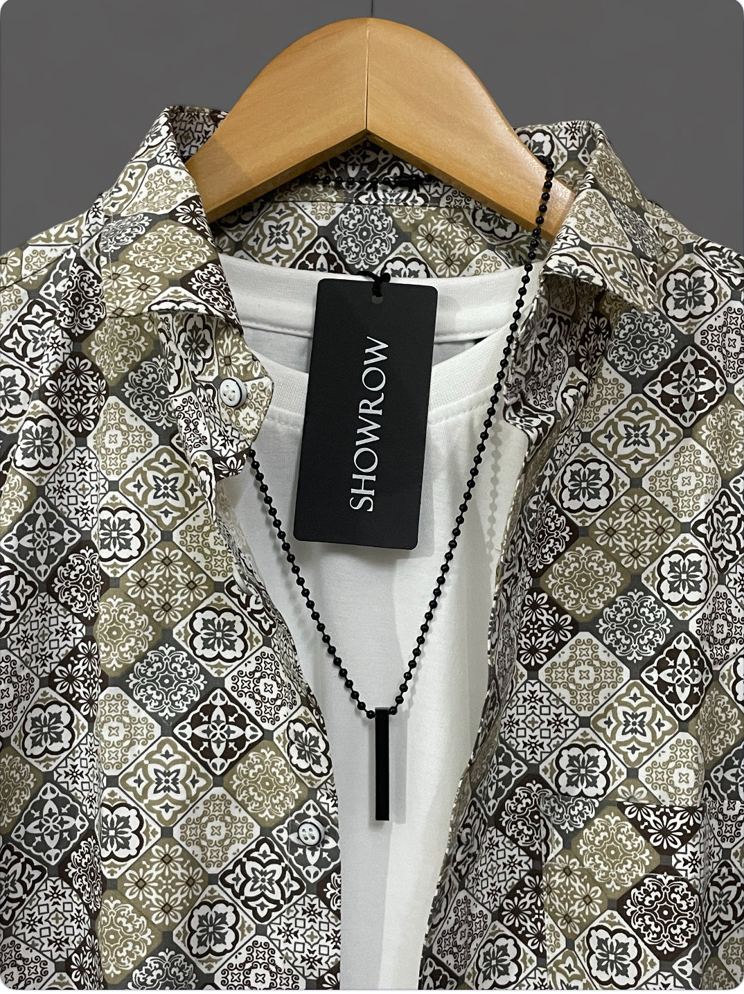 Creamy Gray Printed Half Sleeves Cotton Shirt