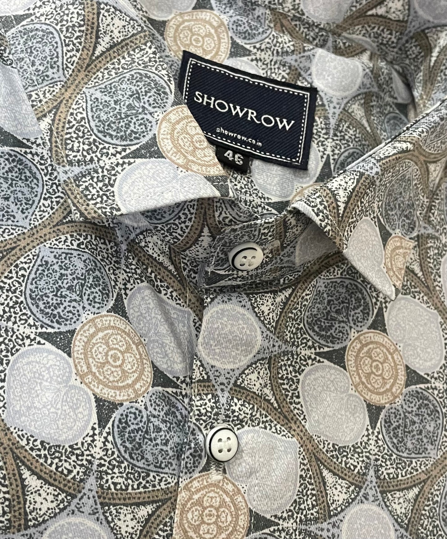 Blue Leaf Printed Half Sleeves Cotton Shirt