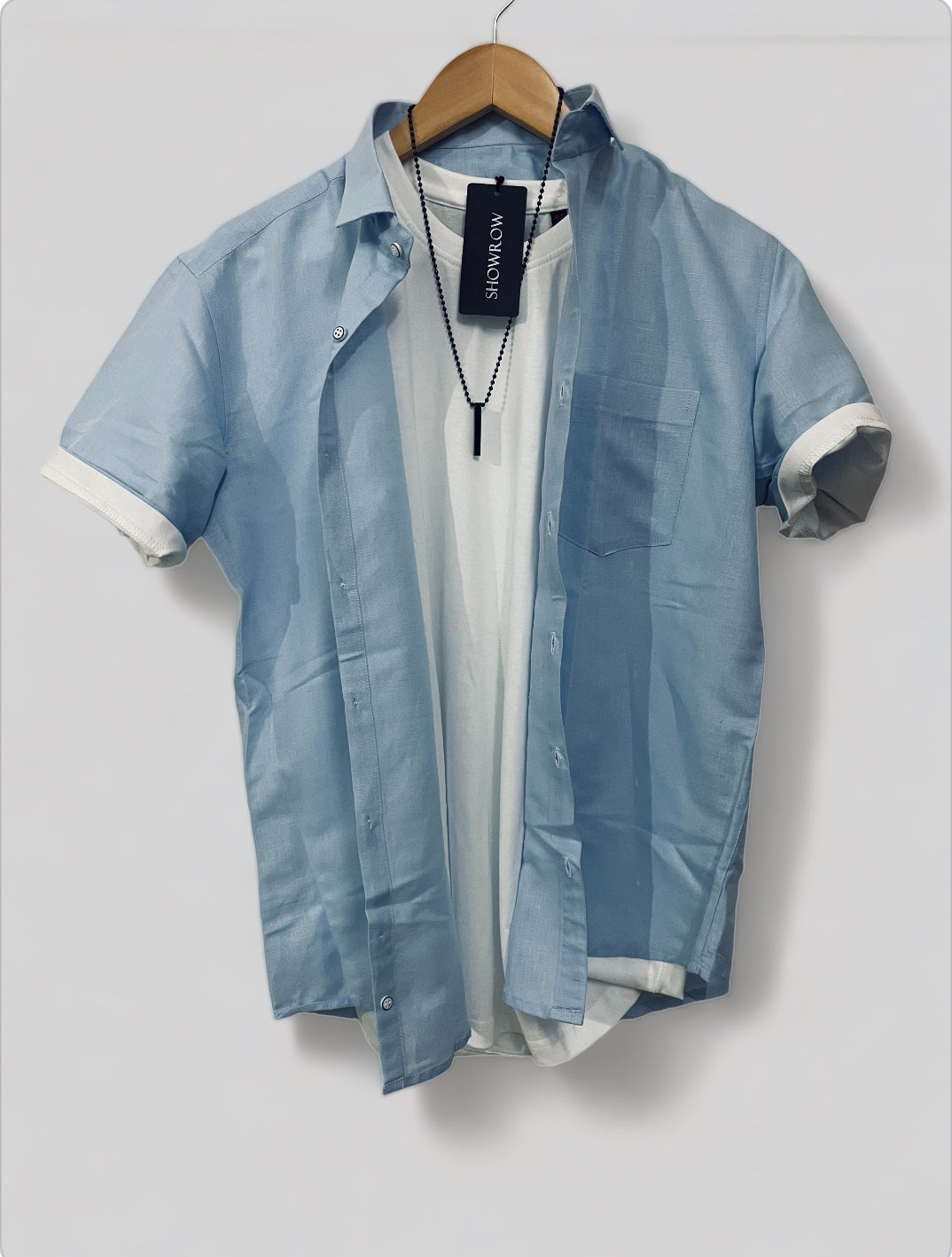 Linen- Sky Blue half sleeves shirt