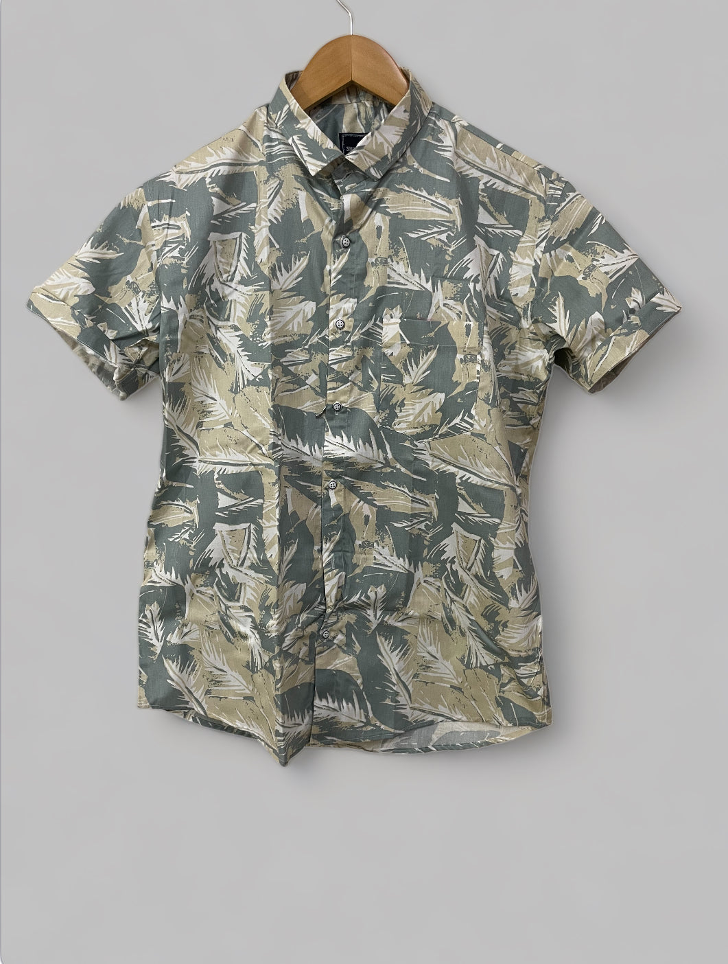 Creamy Gray Printed Half Sleeves Cotton Shirt