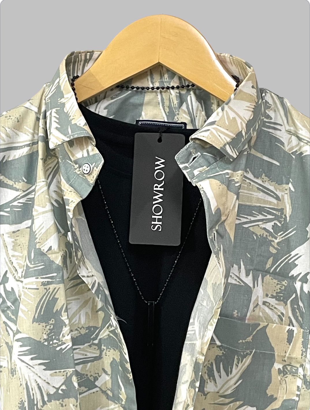 Creamy Gray Printed Half Sleeves Cotton Shirt
