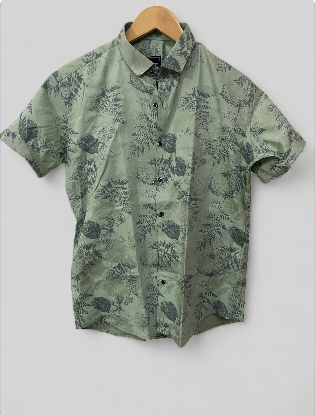 Pastel Mint Printed Half Sleeves Cotton Shirt