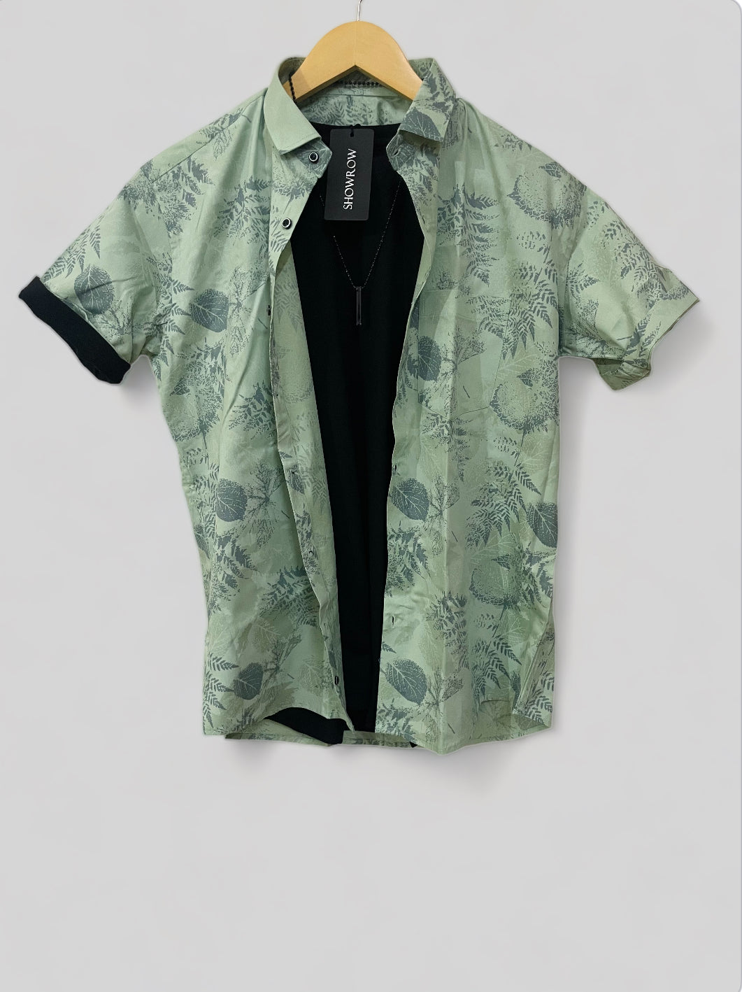Pastel Mint Printed Half Sleeves Cotton Shirt