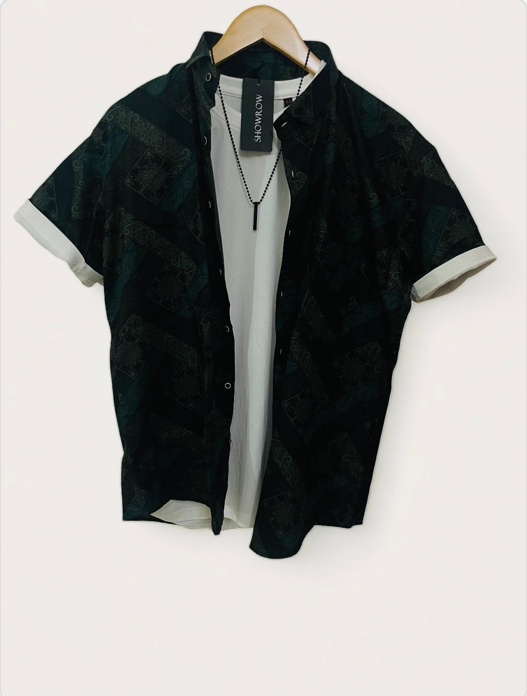 Midnight Blue Printed Half Sleeves Cotton Shirt