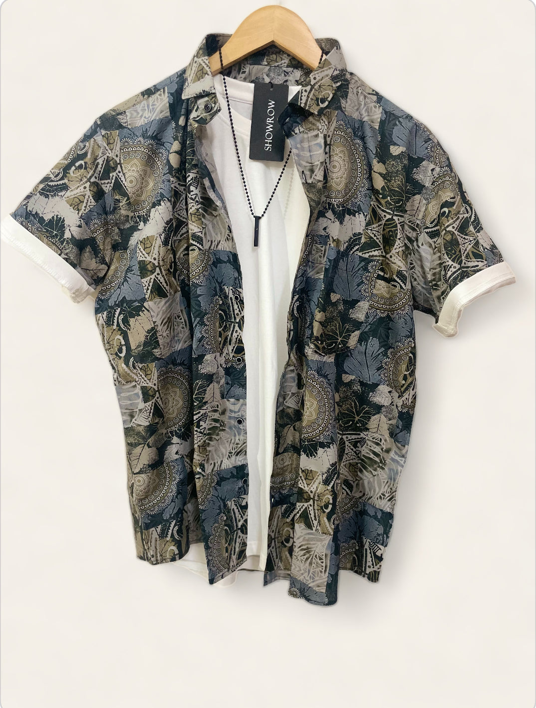 Beach Wave Printed Half Sleeves Cotton Shirt