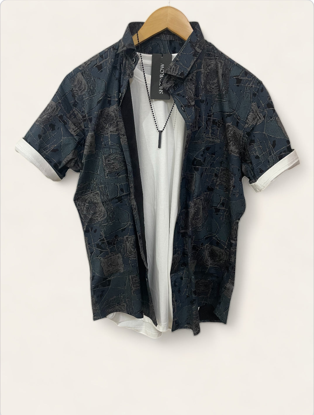 Capital Blue Printed Half Sleeves Stretchable Cotton Shirt