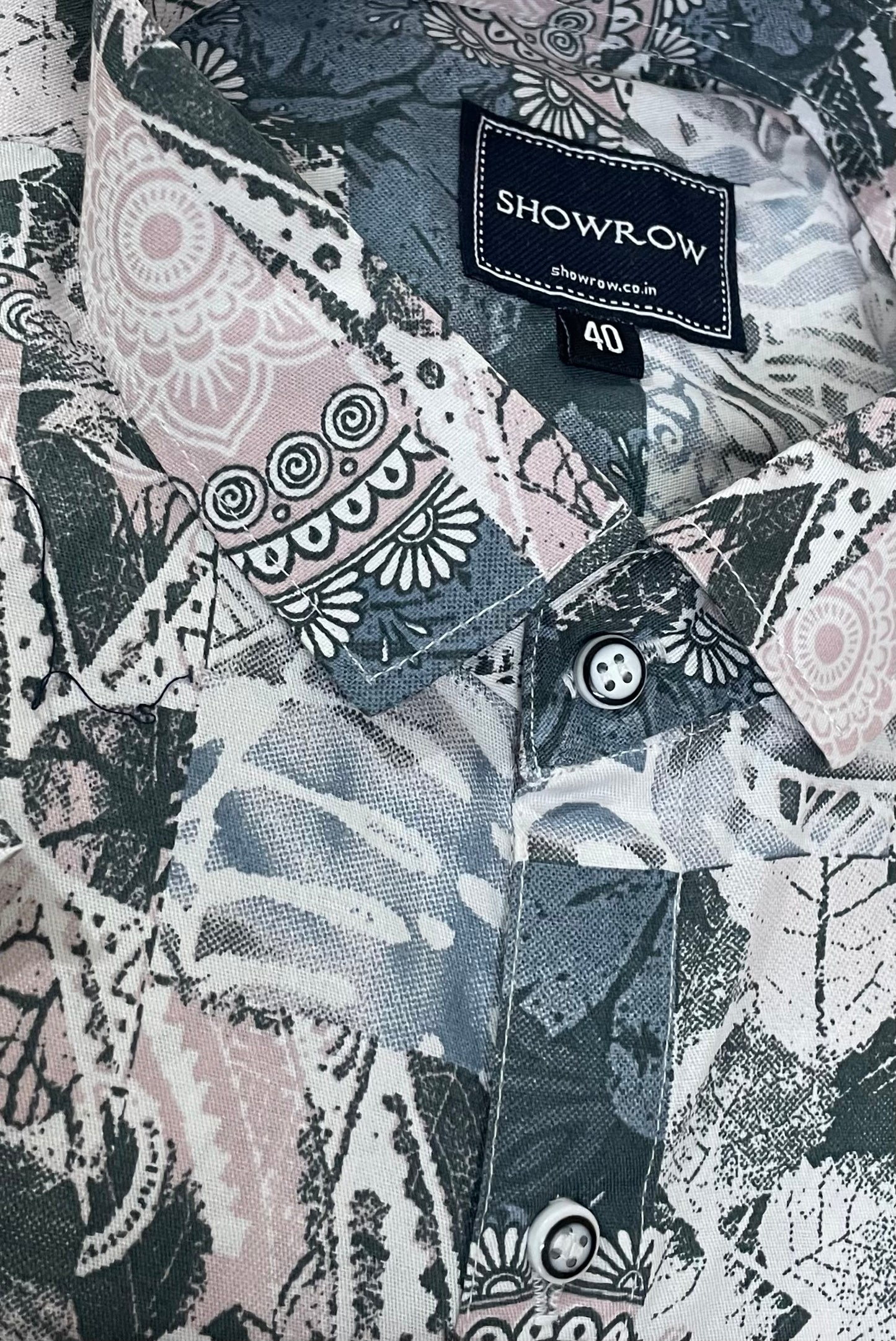 Gray Forest Printed Half Sleeves Cotton Shirt