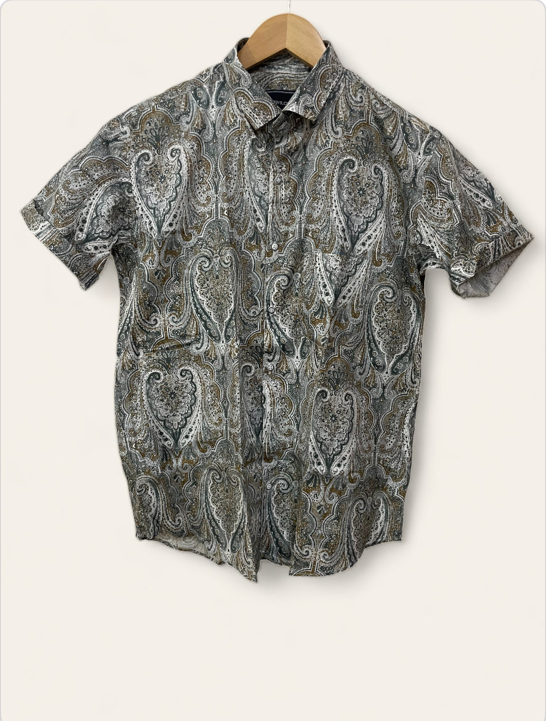 Paisley Pattern Brown Printed Half Sleeves Cotton Shirt