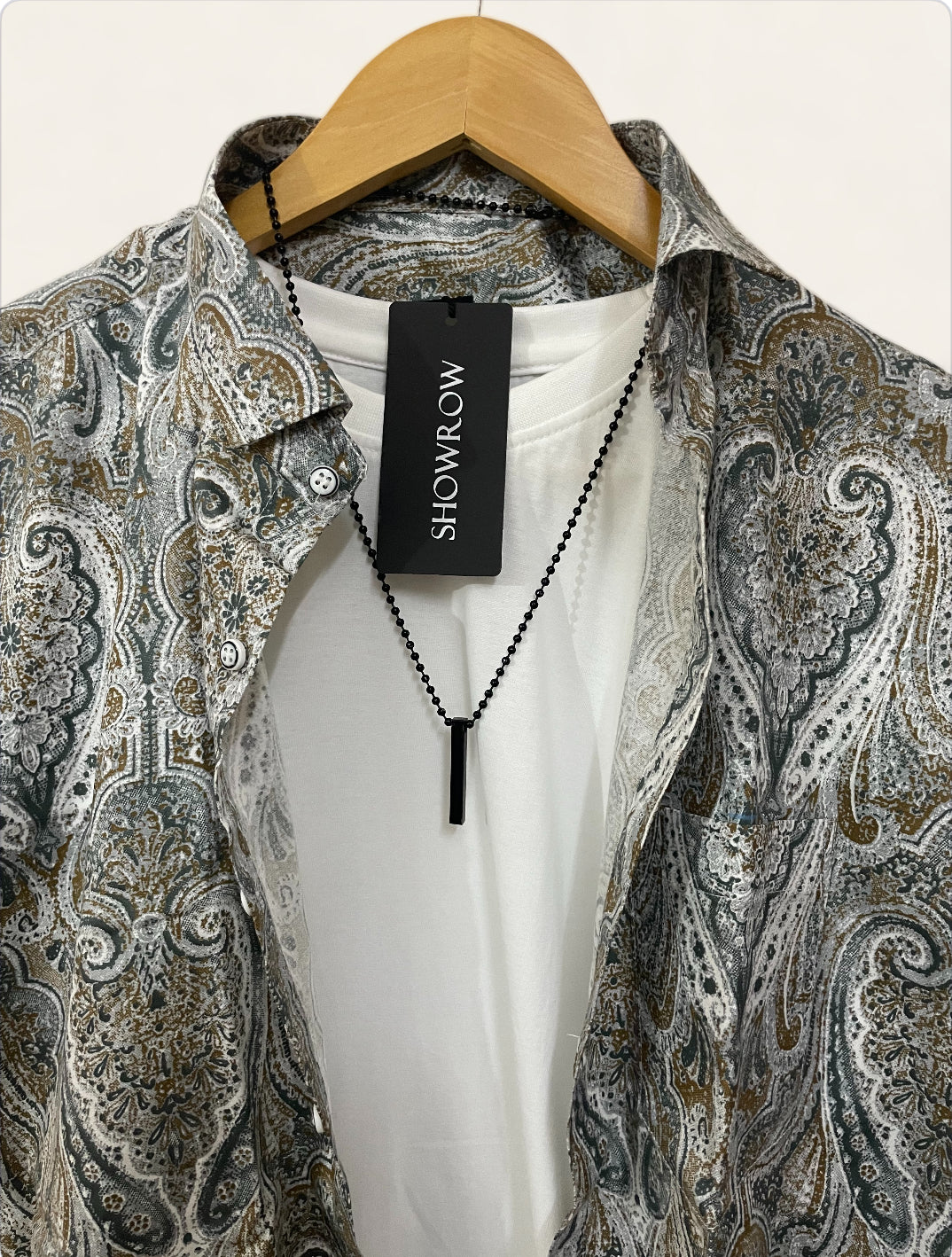 Paisley Pattern Brown Printed Half Sleeves Cotton Shirt