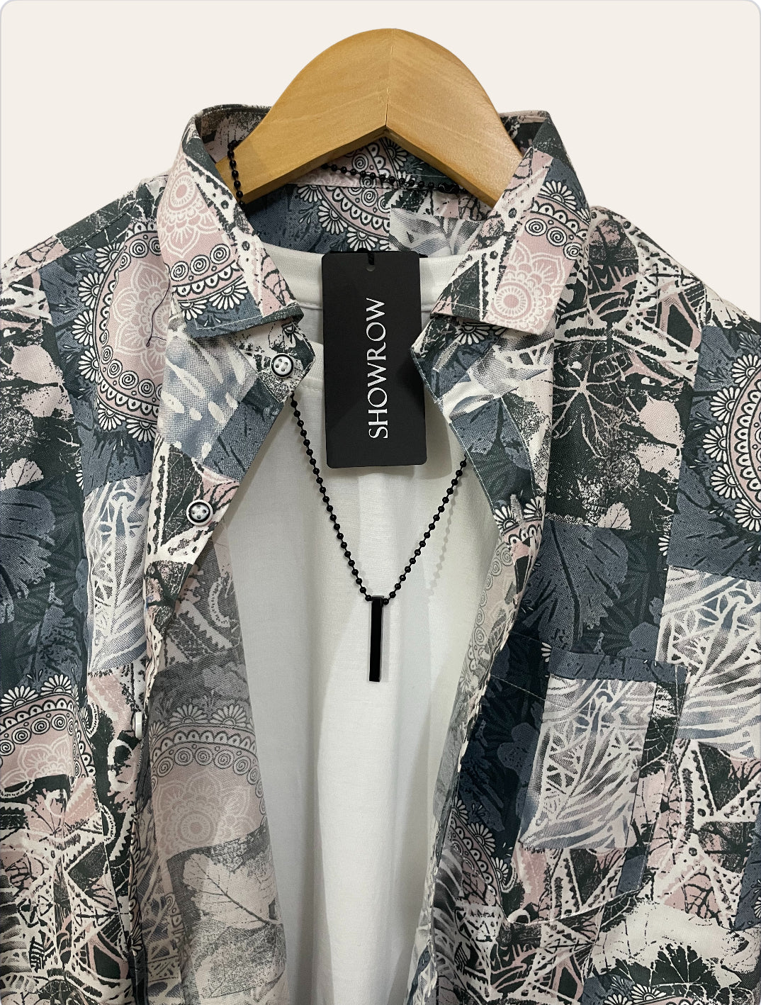 Gray Forest Printed Half Sleeves Cotton Shirt