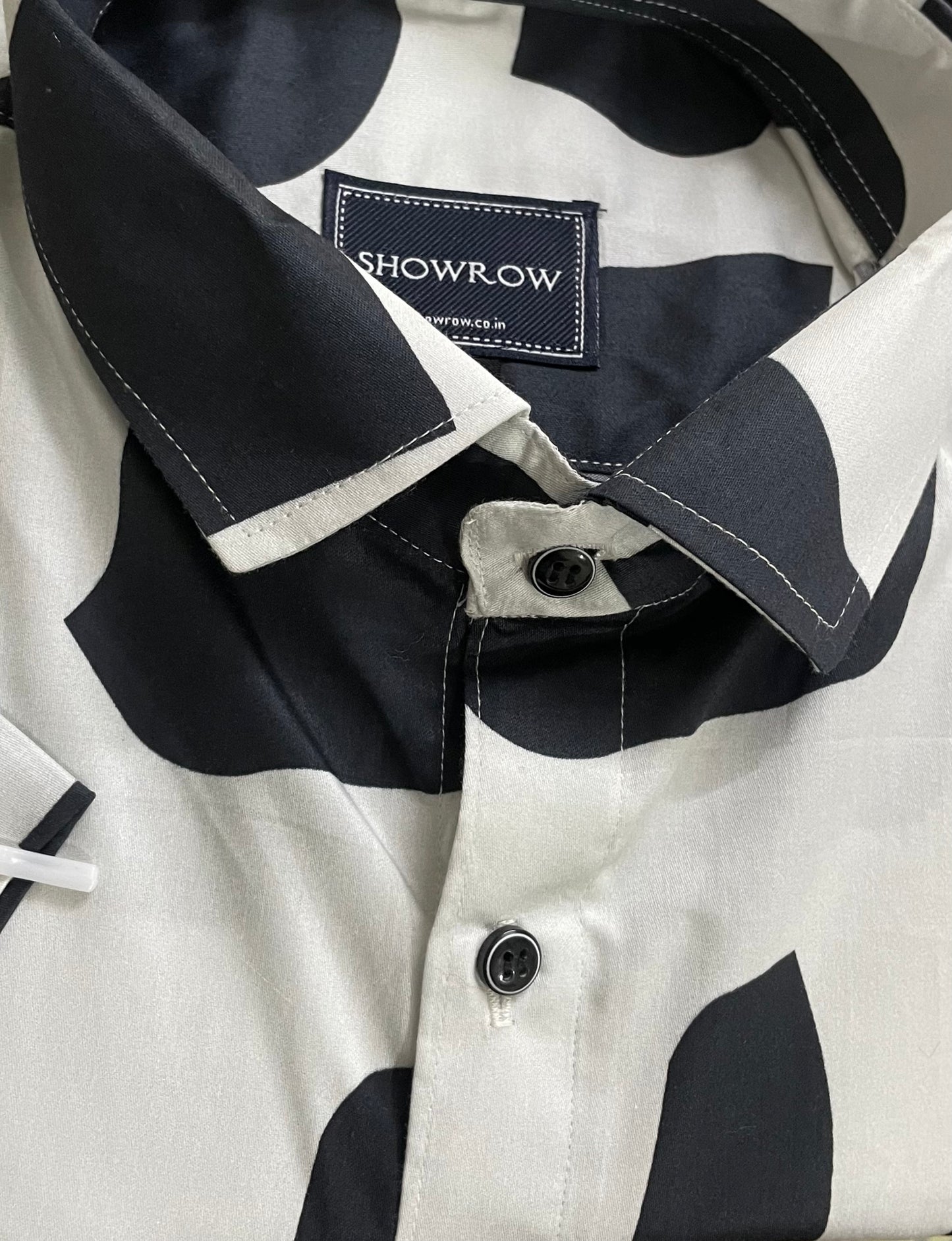 Black Shapes Printed Half Sleeves Cotton Shirt