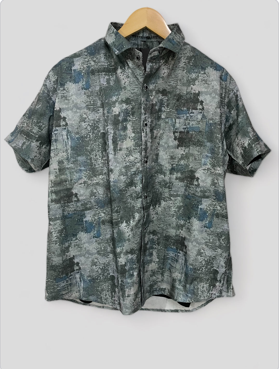 Olive Printed Half Sleeves Cotton Shirt