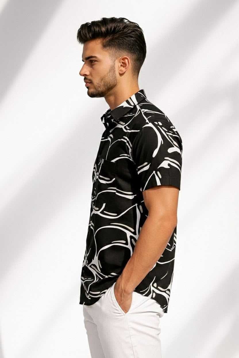 Black Claw Branches Half Sleeves Shirt