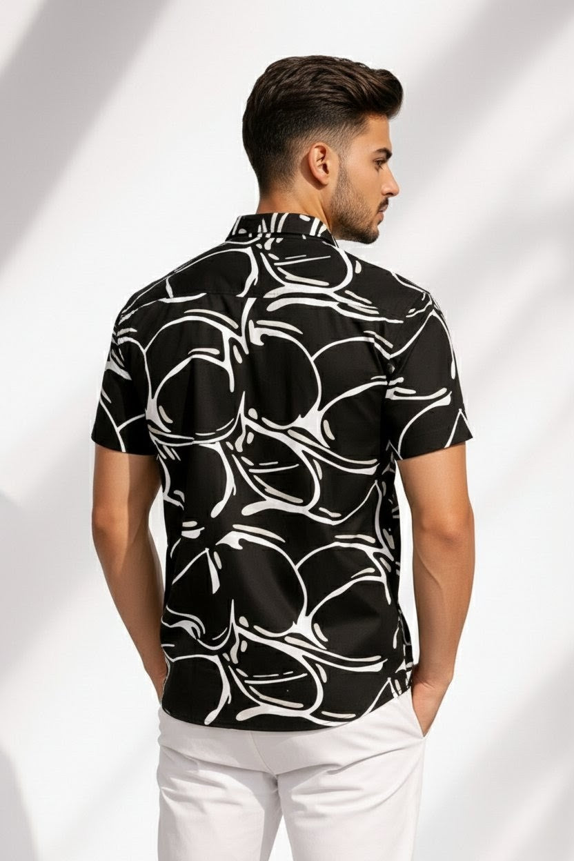 Black Claw Branches Half Sleeves Shirt