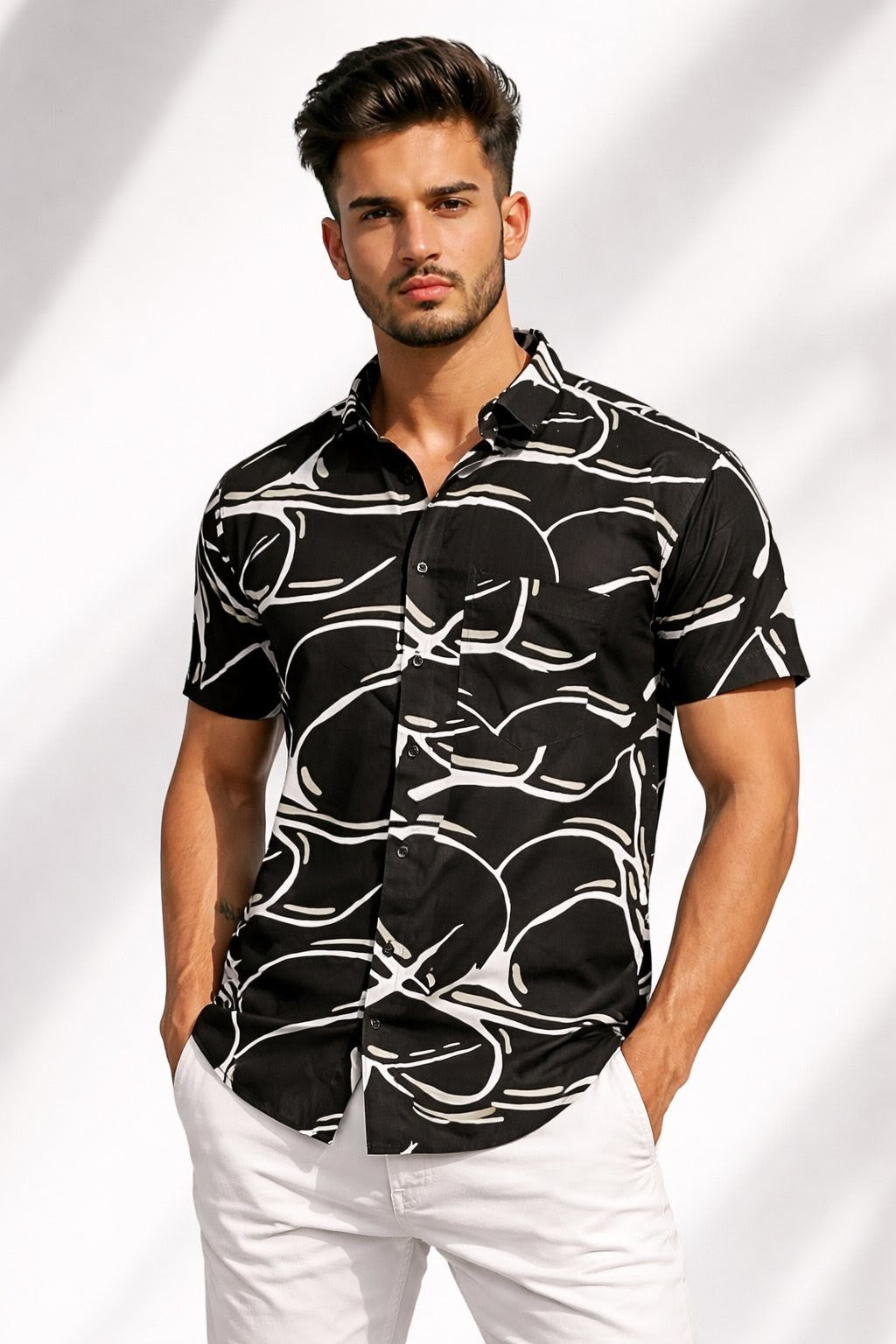 Black Claw Branches Half Sleeves Shirt