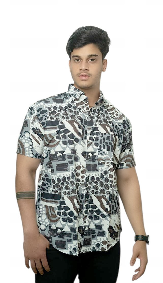 Bubble Printed Half Sleeves Cotton Shirt