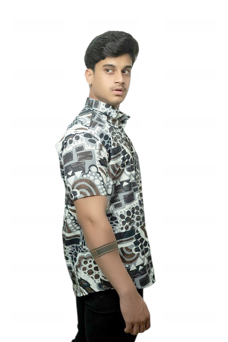 Bubble Printed Half Sleeves Cotton Shirt