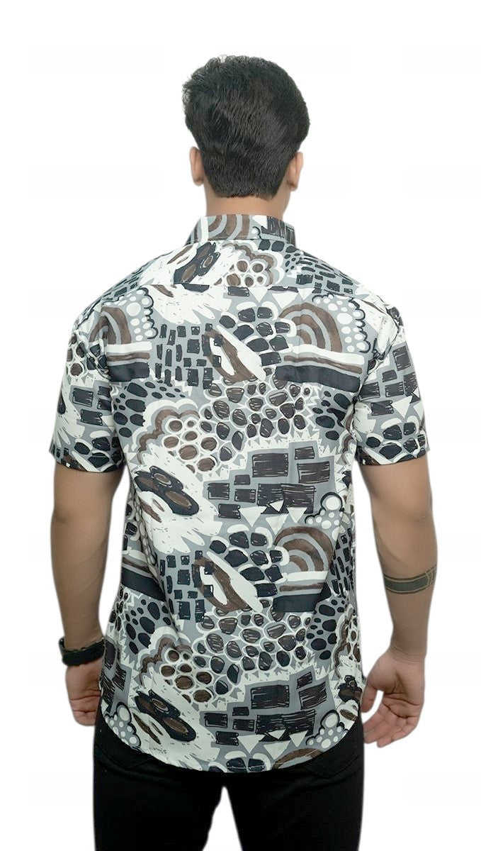Bubble Printed Half Sleeves Cotton Shirt