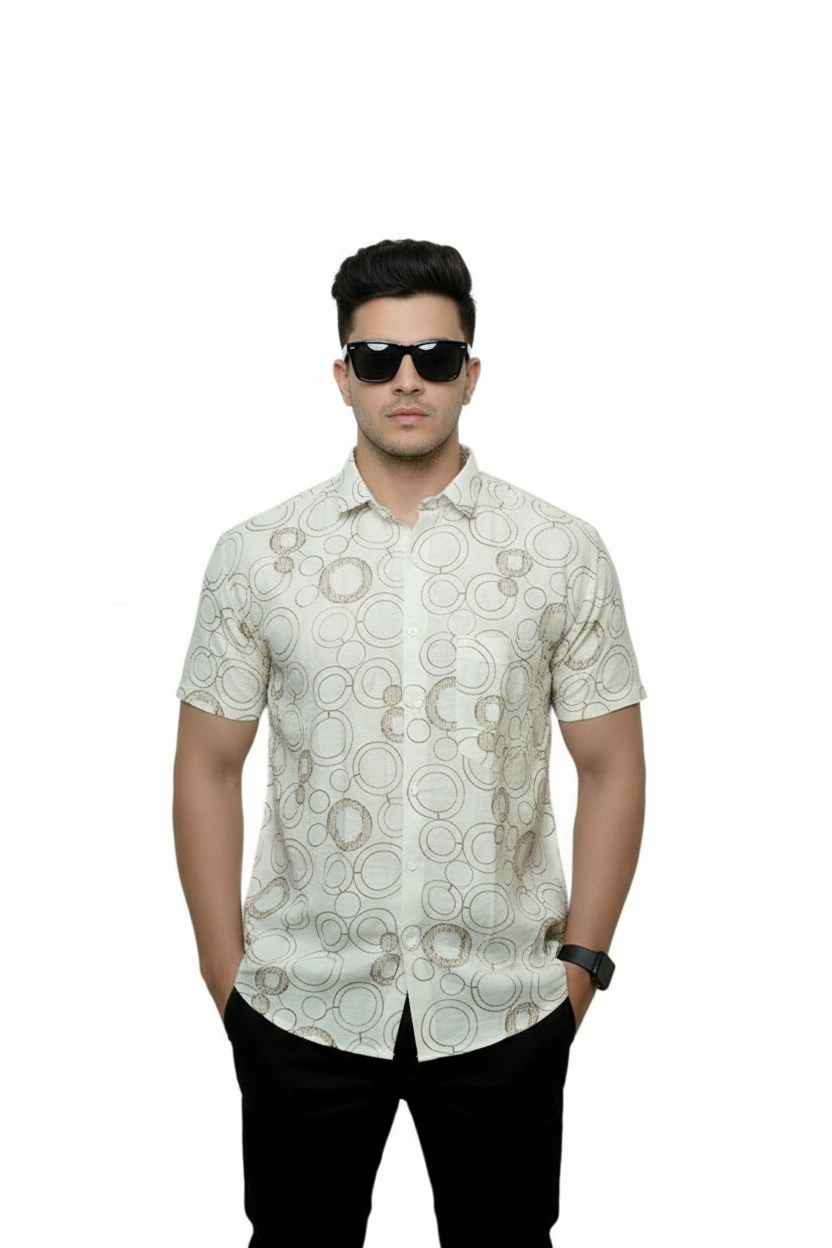 Golden Wave Embroidered Half sleeves shirt