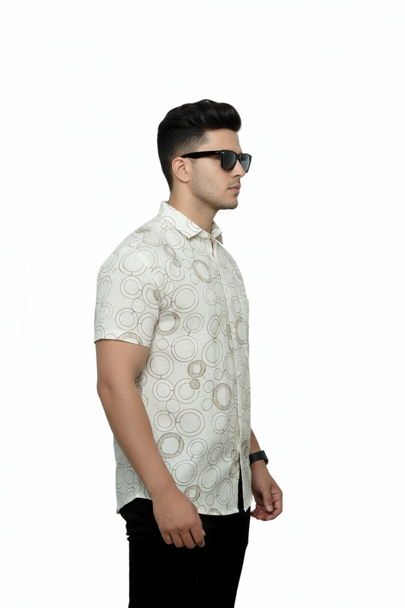 Golden Wave Embroidered Half sleeves shirt
