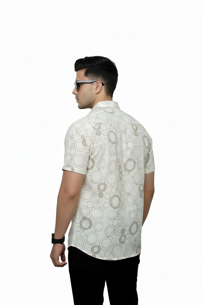 Golden Wave Embroidered Half sleeves shirt