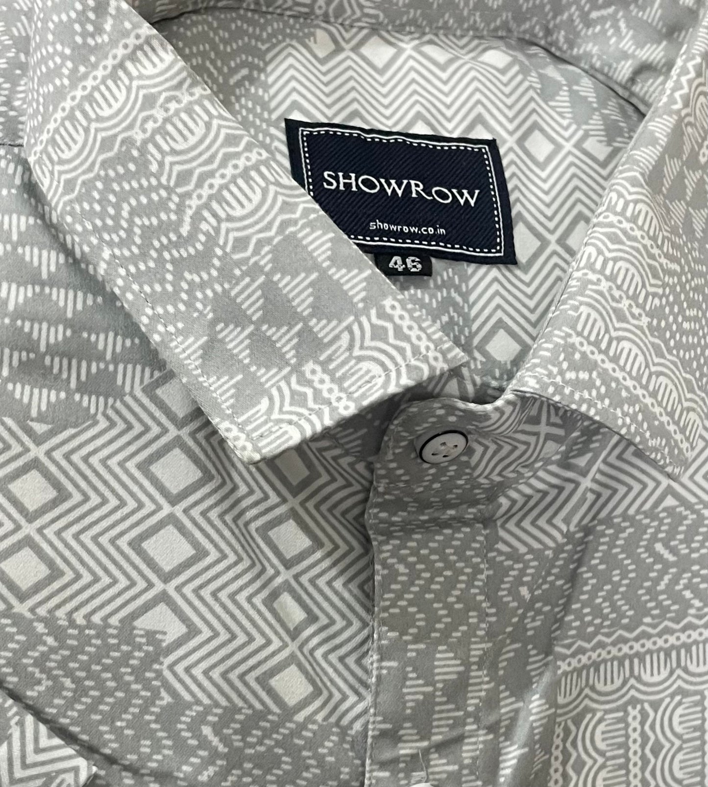 Gray Stretchable Printed Half Sleeves Cotton Shirt