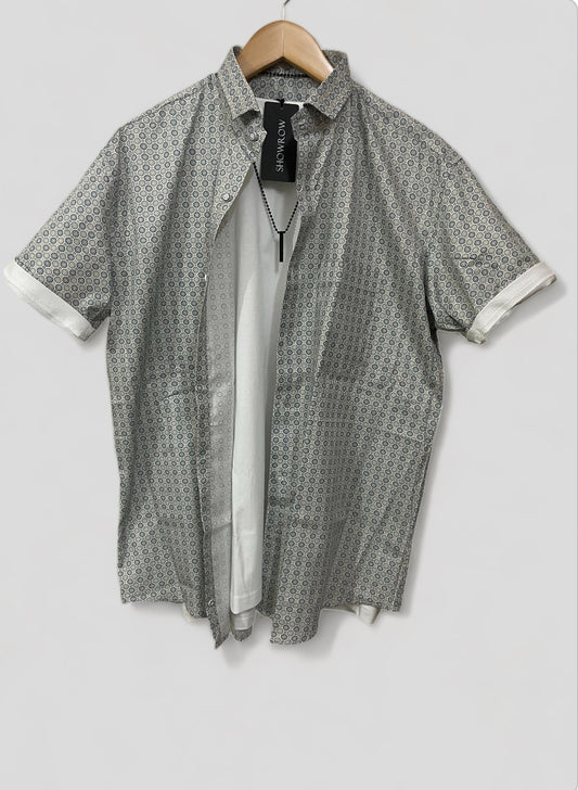 Gray Printed Half Sleeves Cotton Shirt