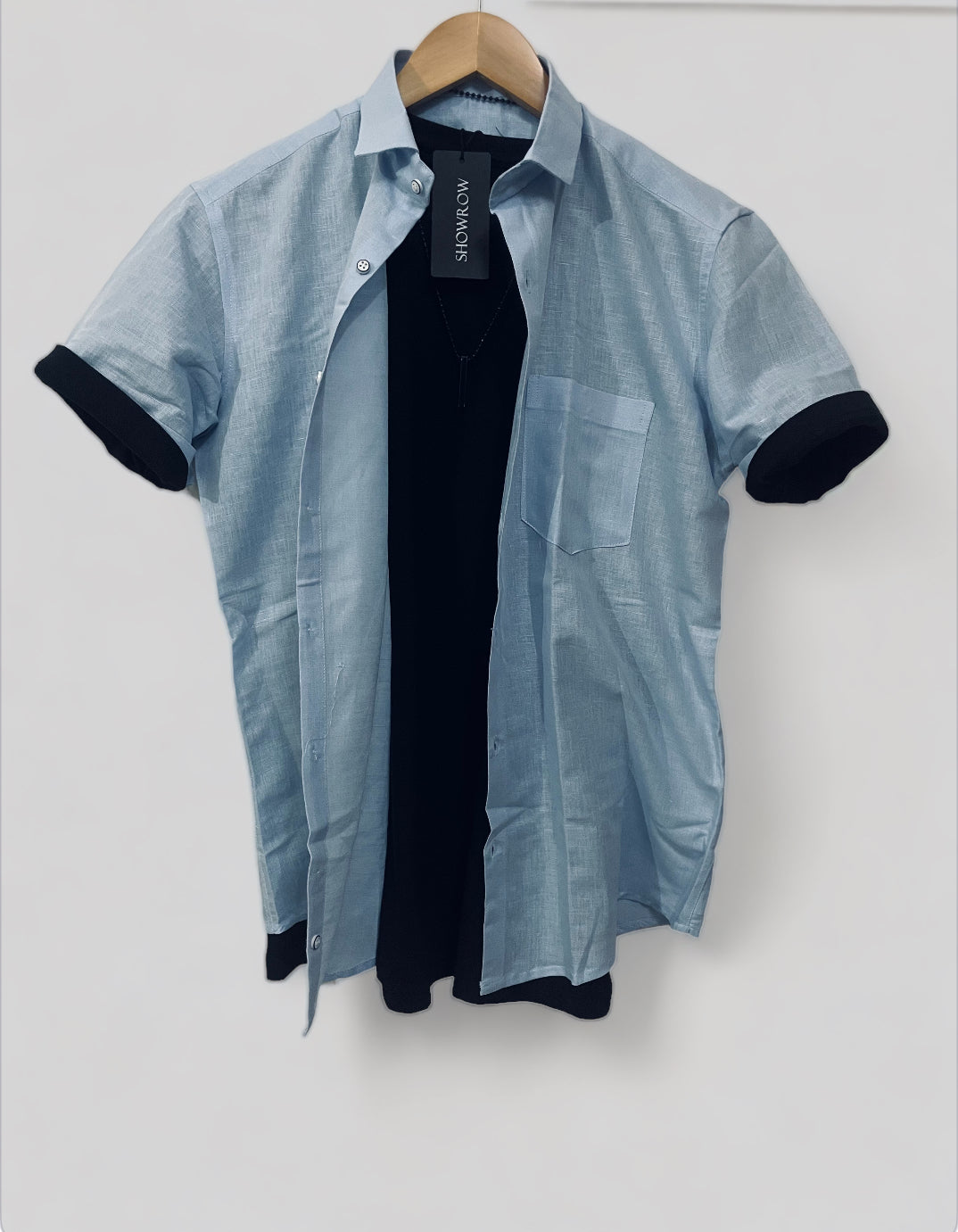 Linen- Sky Blue half sleeves shirt