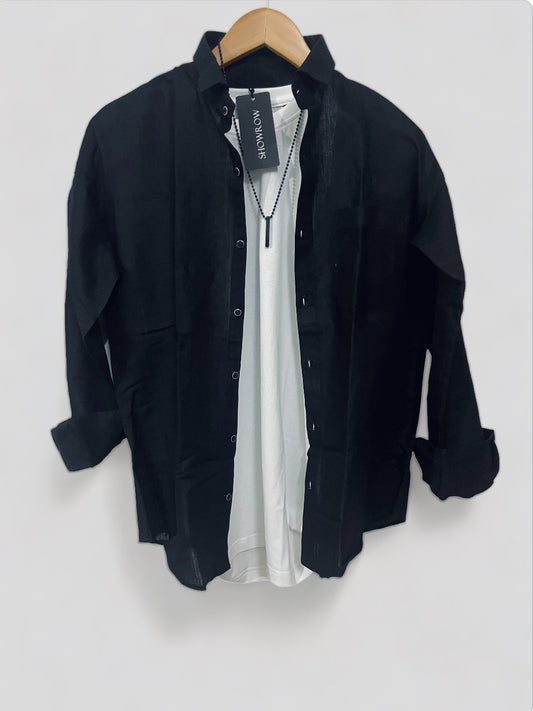Linen- Black Full sleeves shirt