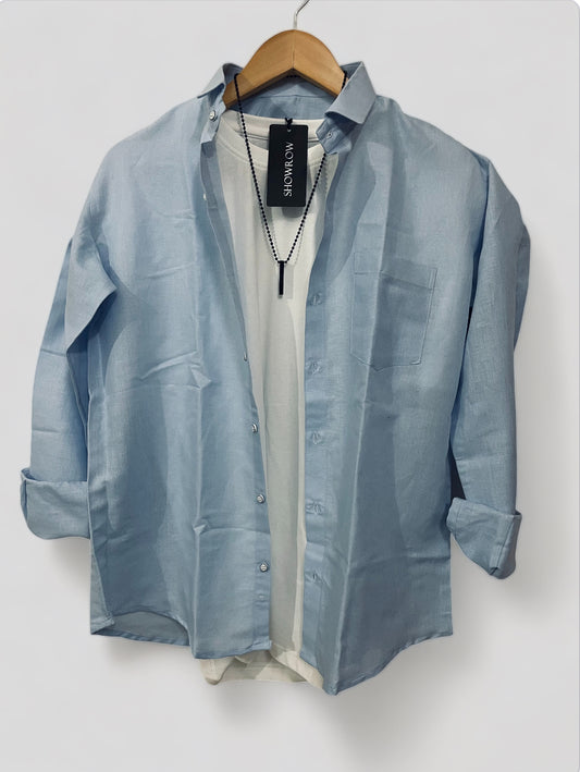 Linen- Sky Blue Full sleeves shirt