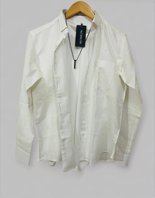 Linen- White Full sleeves shirt