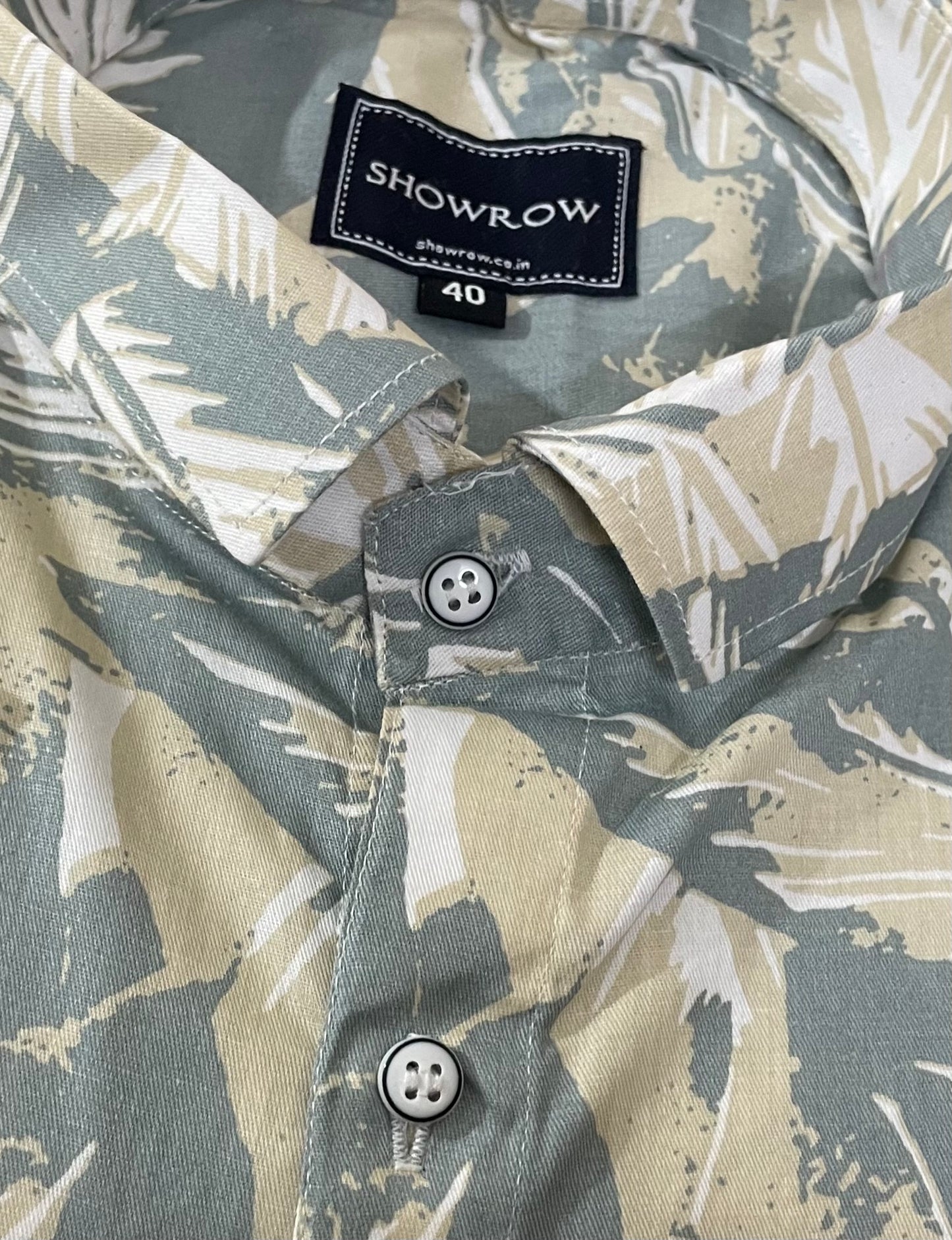 Creamy Gray Printed Half Sleeves Cotton Shirt