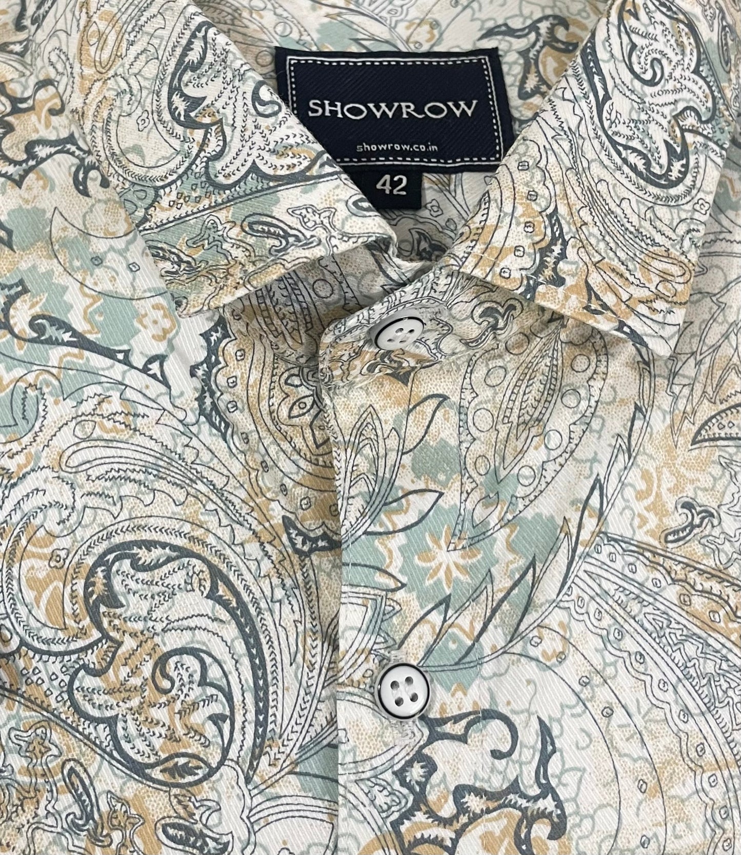 Paisley Pattern Printed Half Sleeves Stretchable Cotton Shirt