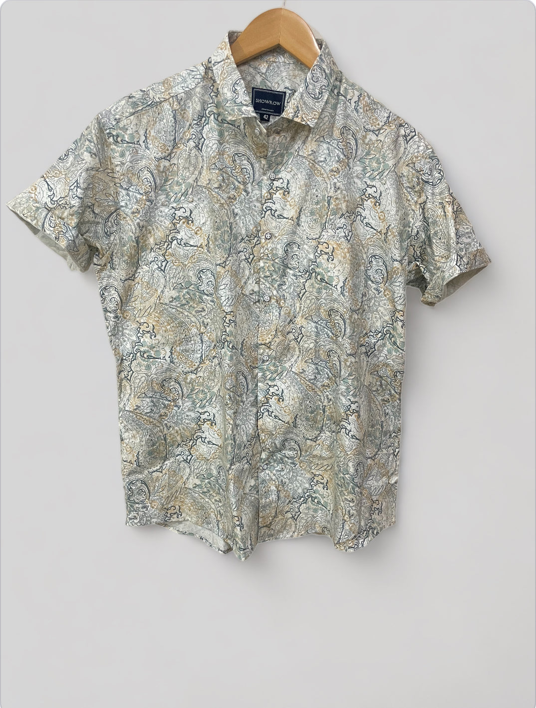 Paisley Pattern Printed Half Sleeves Stretchable Cotton Shirt