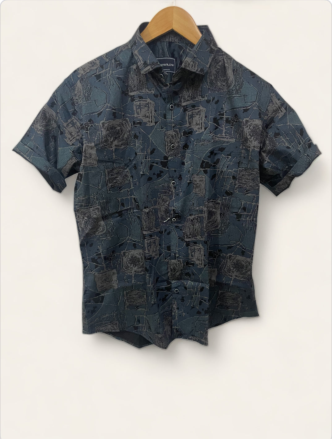 Capital Blue Printed Half Sleeves Stretchable Cotton Shirt
