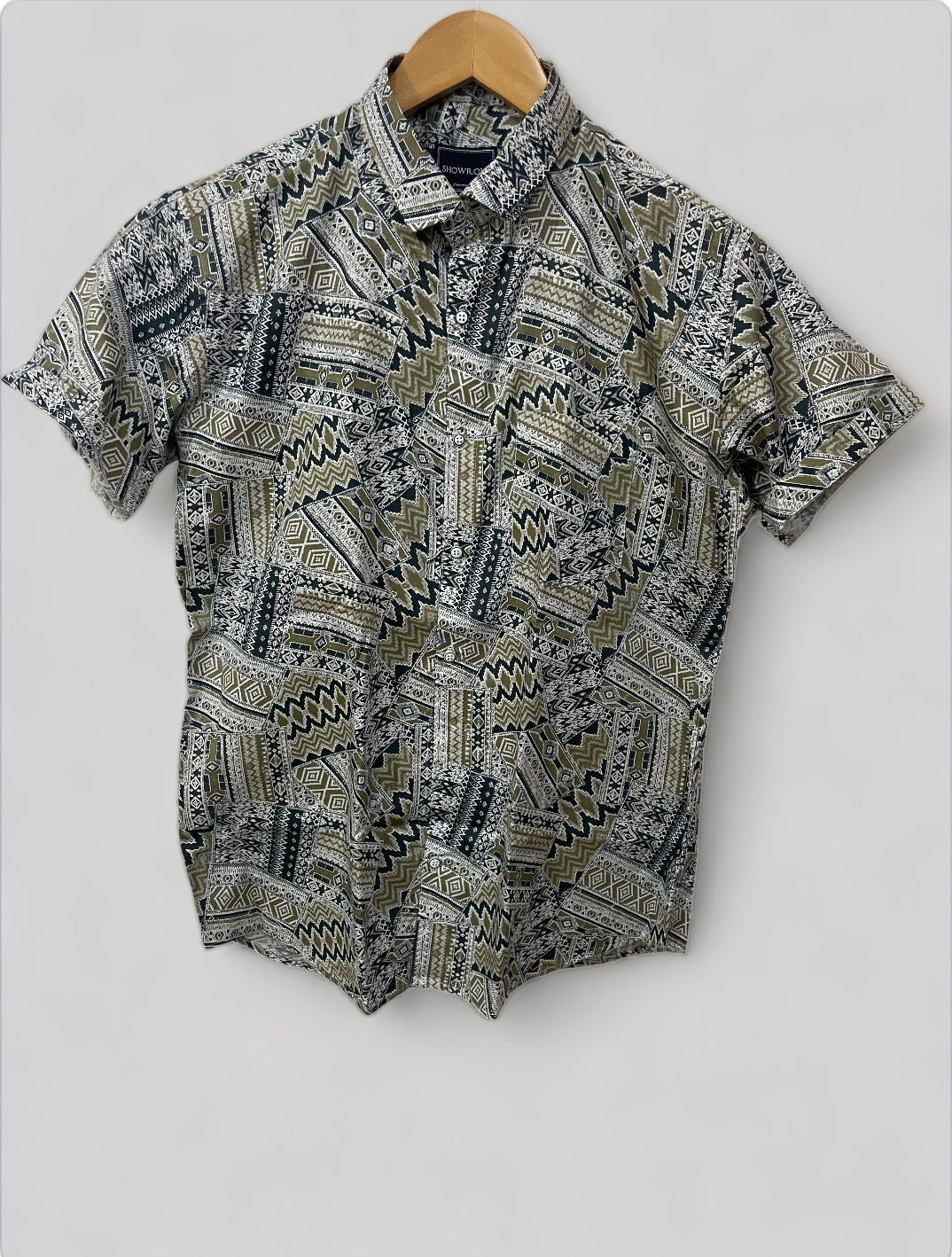 Paisley Pattern Gray Printed Half Sleeves Cotton Shirt