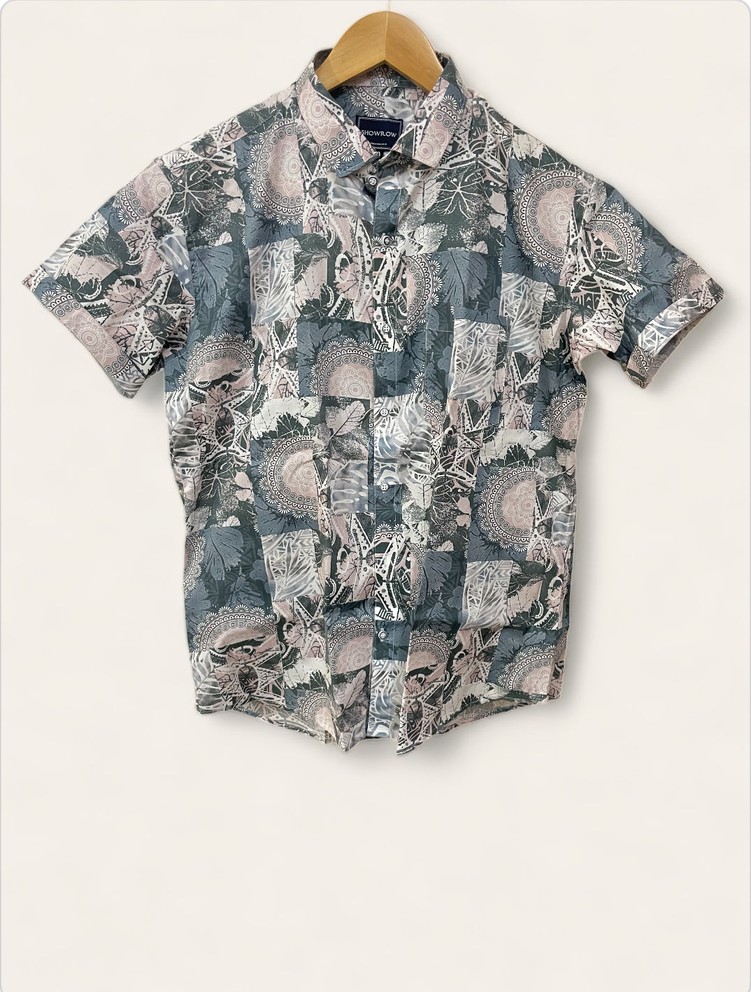 Gray Forest Printed Half Sleeves Cotton Shirt