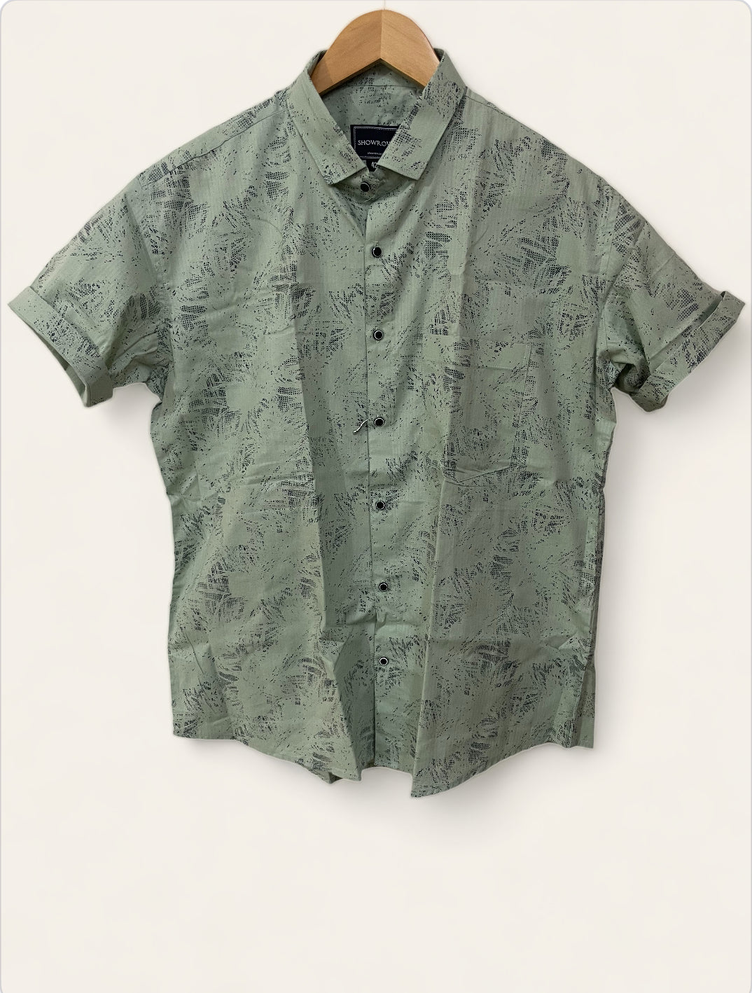 Mint Green Printed Half Sleeves Cotton Shirt