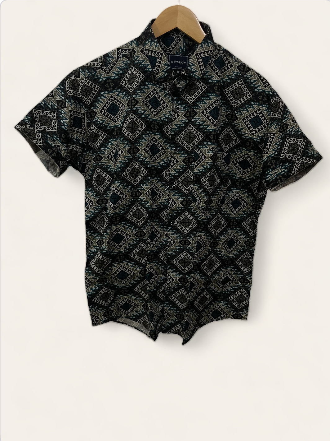 Festive Blue Printed Half Sleeves Cotton Shirt