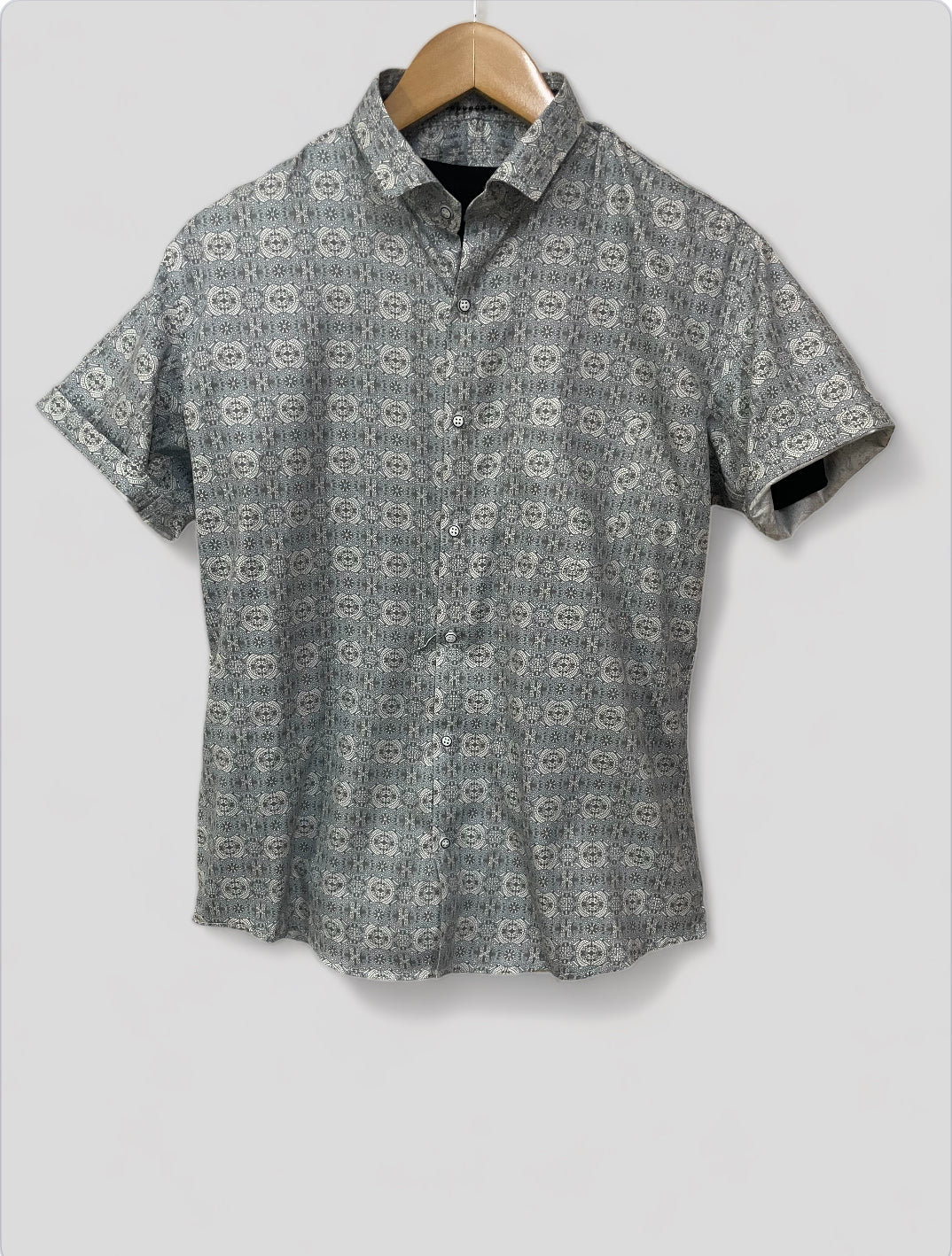 Gray Printed Half Sleeves Cotton Shirt