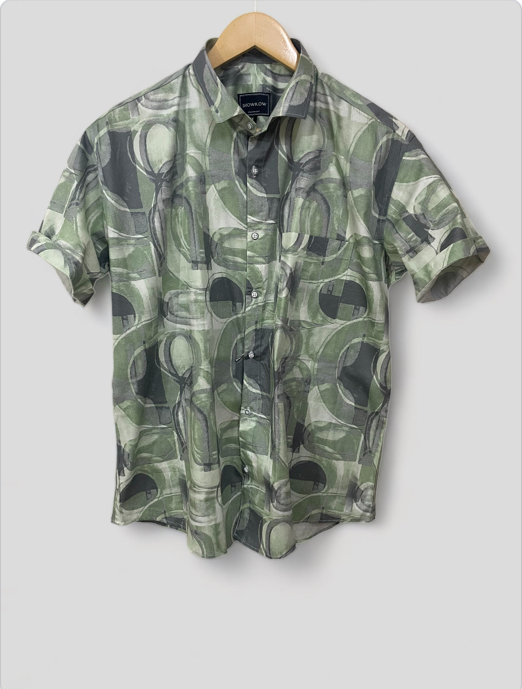 Green Shade Printed Half Sleeves Cotton Shirt