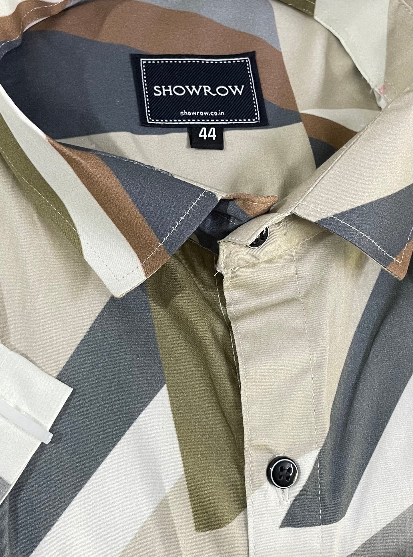 Abstract Brown Printed Half Sleeves Cotton Shirt