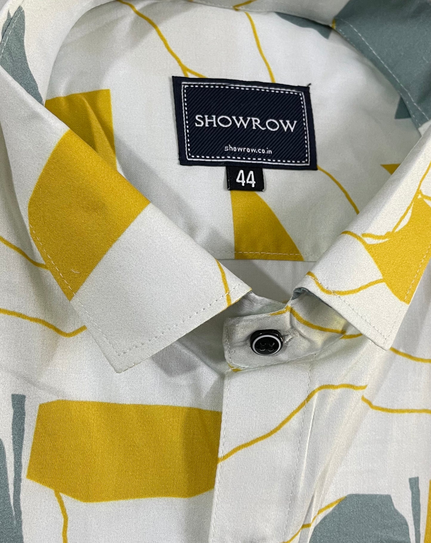 Abstract Yellow Printed Half Sleeves Cotton Shirt