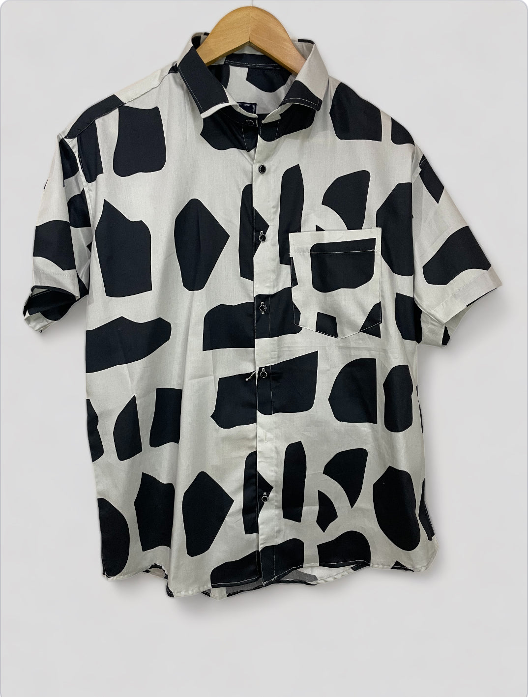 Black Shapes Printed Half Sleeves Cotton Shirt