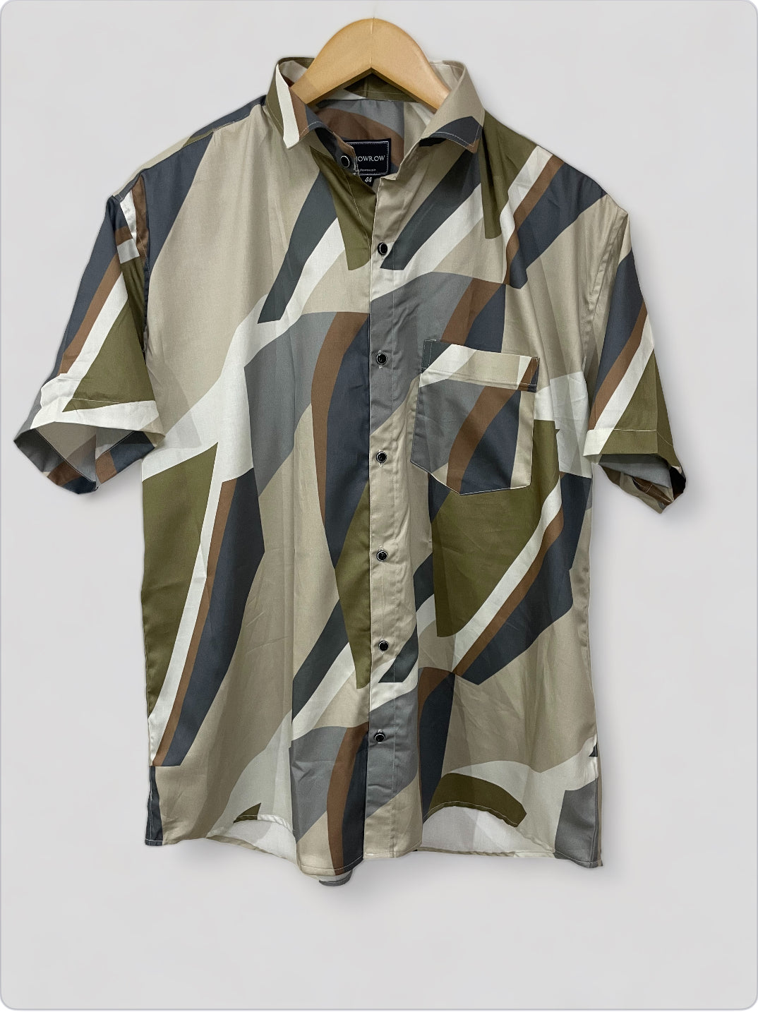 Abstract Brown Printed Half Sleeves Cotton Shirt