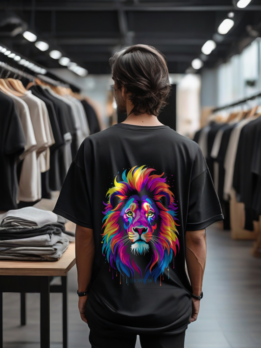 Lavish Lion : Black Oversized T-Shirt