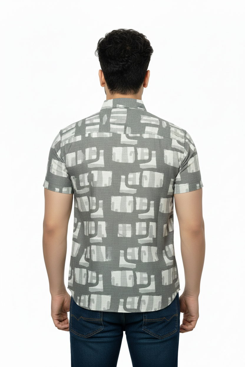 Abstract Blocks Half Sleeves Shirt