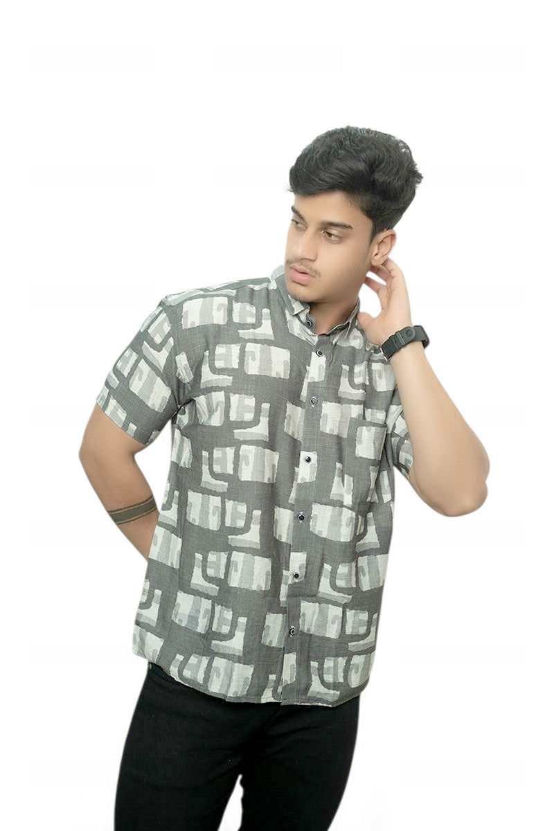 Abstract Blocks Half Sleeves Shirt